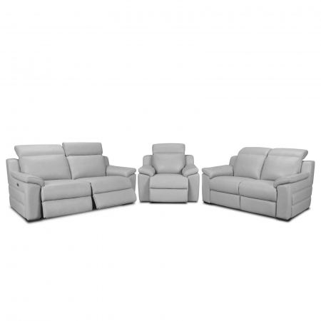 Set canapele VENTADOR, canapea 3 locuri cu 2 reclinere electrice, 196x10 cm, canapea 2 locuri fara reclinere, 176x100 cm si fotoliu cu recliner electric, Piele naturala Italiana [0]