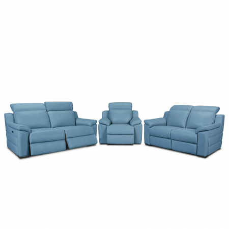 Set canapele VENTADOR, canapea 3 locuri cu 2 reclinere electrice, 196x10 cm, canapea 2 locuri fara reclinere, 176x100 cm si fotoliu cu recliner electric, Piele naturala Italiana [0]