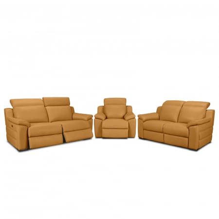 Set canapele VENTADOR, canapea 3 locuri cu 2 reclinere electrice, 196x10 cm, canapea 2 locuri fara reclinere, 176x100 cm si fotoliu cu recliner electric, Piele naturala Italiana [0]