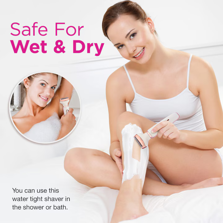 Aparat de ras și trimmer 4 în 1, reîncărcabil USB, utilizare Wet & Dry, pentru corp, față, sprâncene și nas, epilator multifuncțional, alb [4]