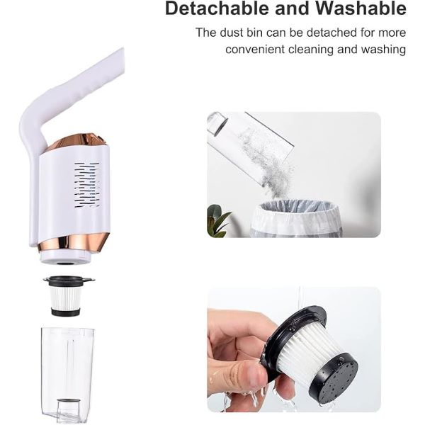 Aspirator Vertical Fără Fir 2 în 1, 8500 Pa, 5 Atașamente, Filtru HEPA, Recipient Colectare, Curățare Ușoară, 113x21 cm [12]