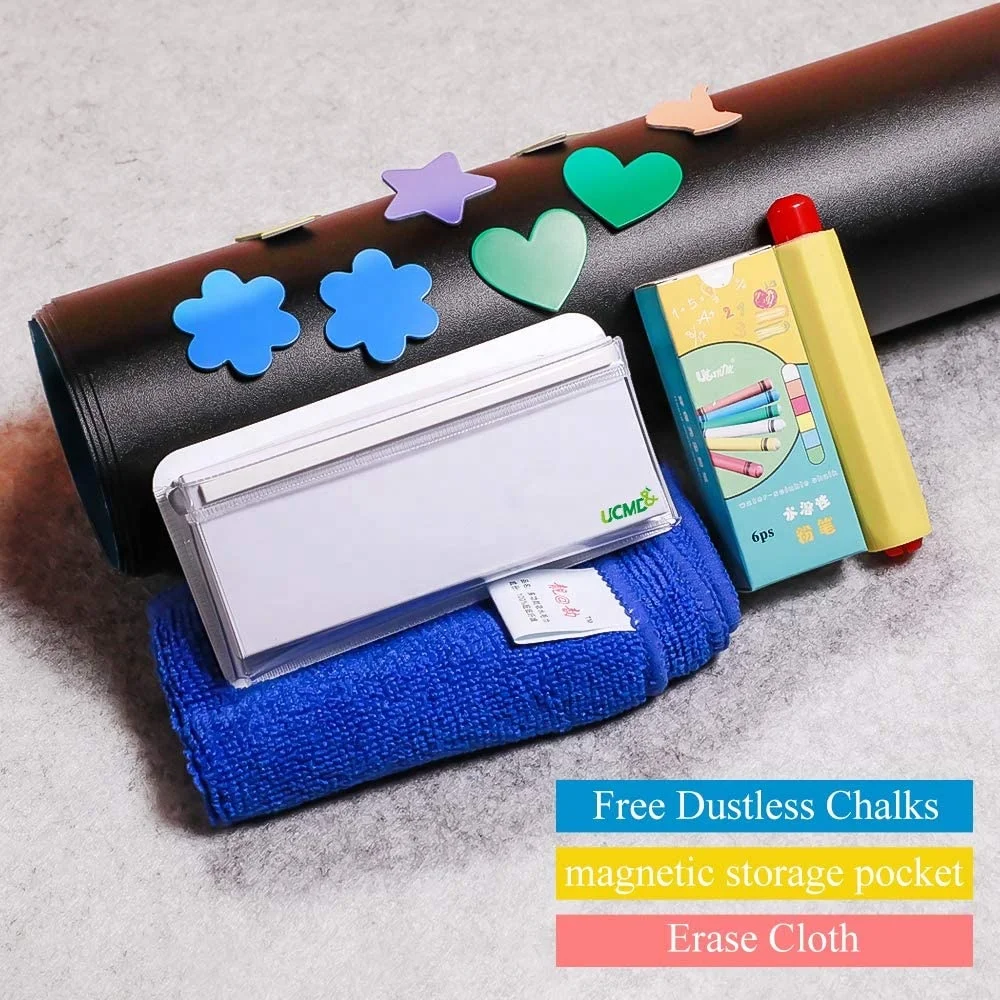 Autocolant de perete tip tablă cu cretă 200×45 cm, autoadeziv ecologic, ștergere uscată, instalare ușoară, ideal pentru cameră copii și clasă [3]