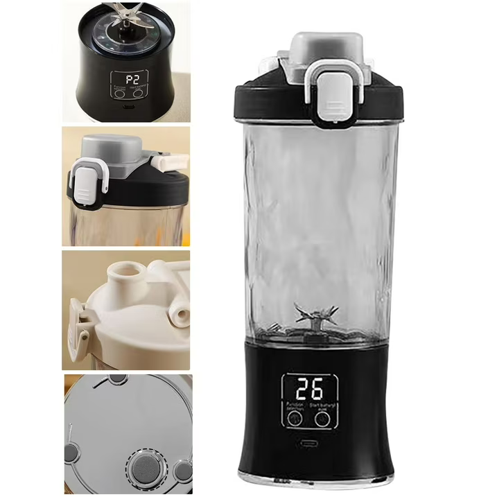 Blender electric portabil 600 ml, cu 10 lame inox și funcție de zdrobire a gheții, acumulator 3000 mAh, 200W, reîncărcabil [5]