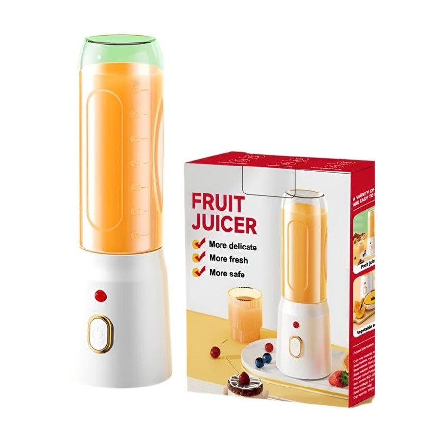 Blender portabil 2 în 1 cu funcție storcător, 450-500 ml, 10 lame, baterie 1500 mAh, 40W, încărcare USB, display digital, alb [4]