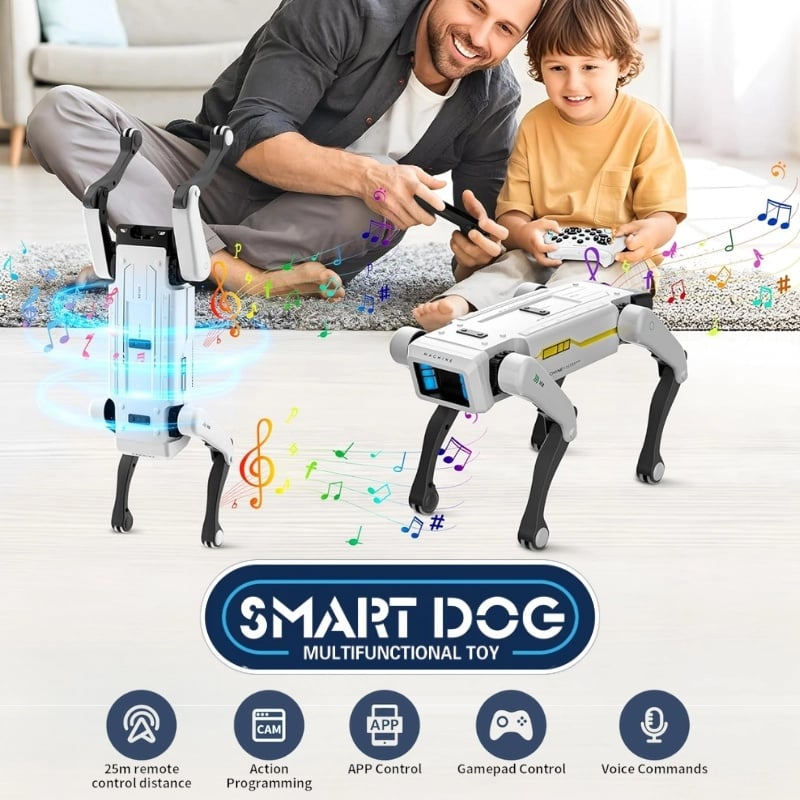 Câine Robot Inteligent iUni 8002 - 25+ Funcții Interactive, Control prin Aplicație și Telecomandă, Comenzi Vocale, Dans, Muzică, Povești și Programare [2]