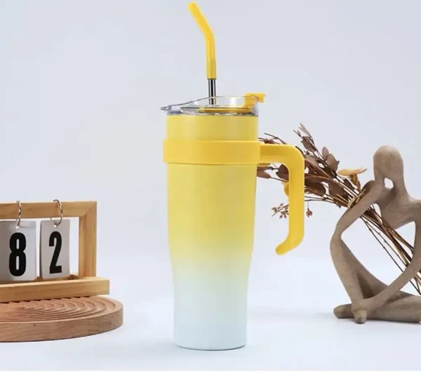 Cană Izolată Portabilă 1,2L din Oțel Inoxidabil 304, Capacitate Mare cu Pai Inclus, Menține Băuturile Calde sau Reci, Design Durabil și Practic pentru Utilizare Zilnică [5]