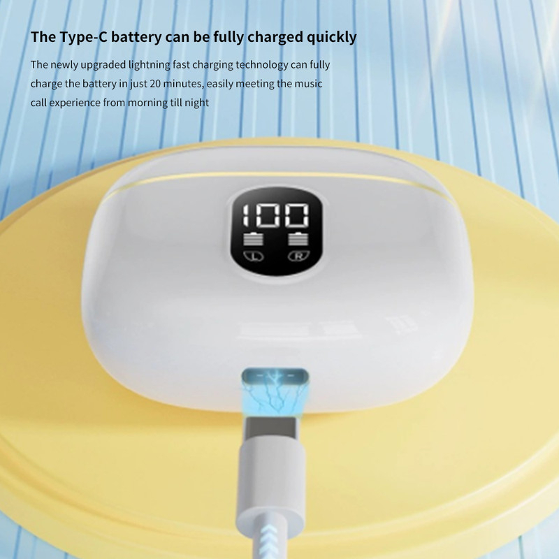 Căști wireless Bluetooth X87, BT 5.3, TWS cu reducere de zgomot, autonomie 6 ore, afișaj baterie, control tactil, încărcare Type-C, alb [2]