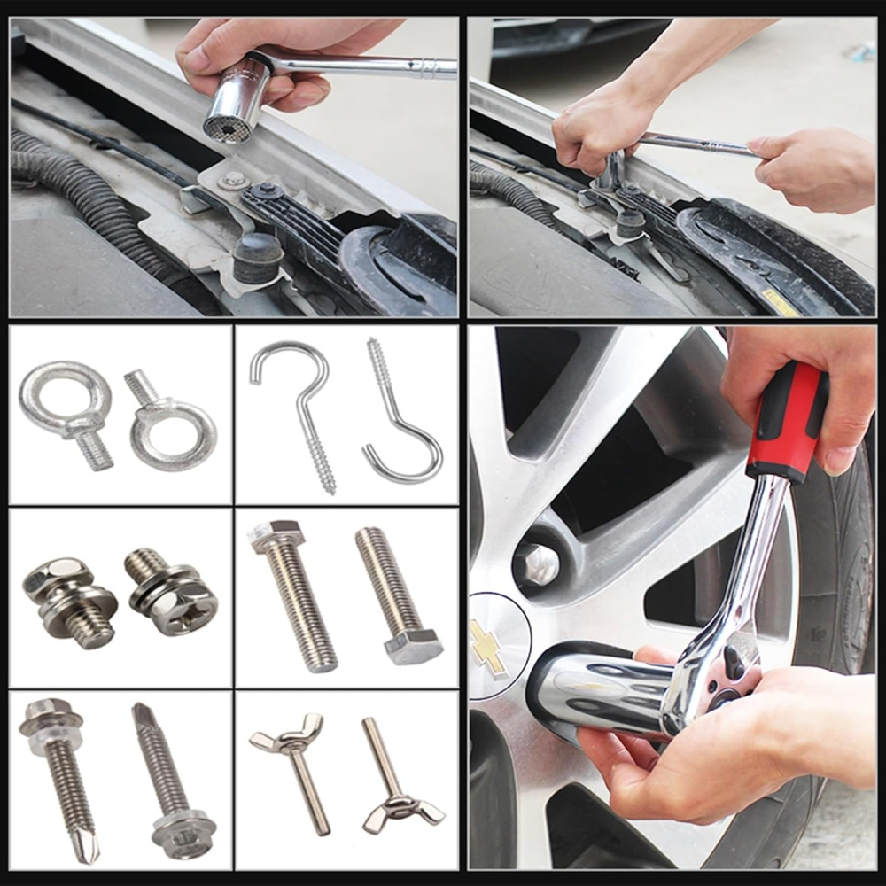 Cheie tubulară universală 7-19 mm, cap tip soclu cu design fagure, din oțel crom-vanadiu, potrivită pentru utilizare auto și casnică [5]