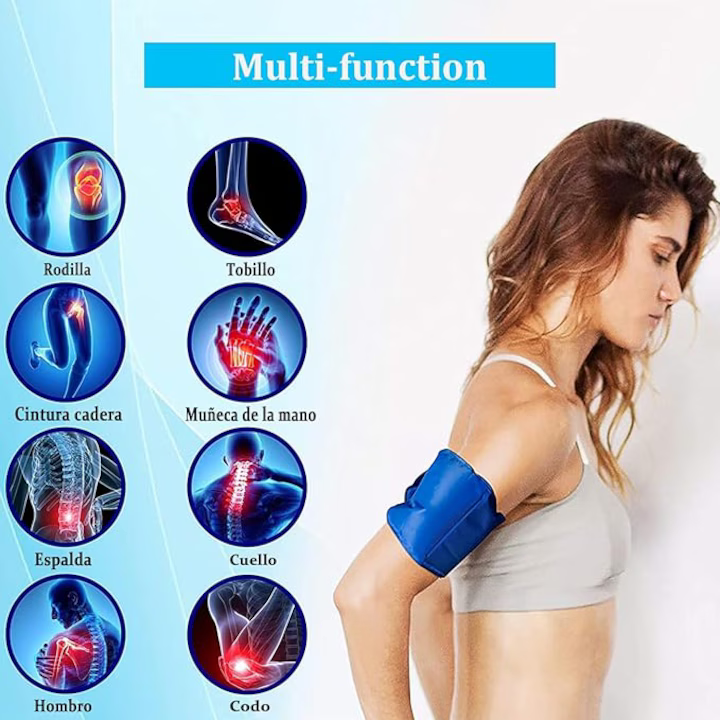 Compresă Gel Reutilizabilă Cald/Rece pentru Genunchi, Terapie Termică pentru Umflături, Leziuni Sportive, Bursită, Artrită și Entorse, Design Flexibil și Confortabil, Culoare Albastru [3]