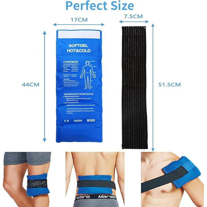 Compresă Gel Reutilizabilă Cald/Rece pentru Genunchi, Terapie Termică pentru Umflături, Leziuni Sportive, Bursită, Artrită și Entorse, Design Flexibil și Confortabil, Culoare Albastru [4]