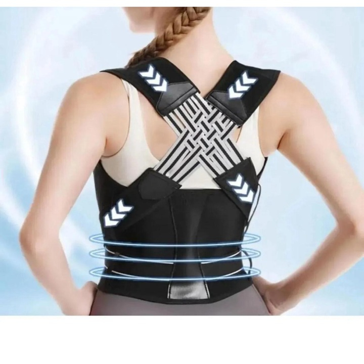 Corset Corector de Postură Medical, Suport Ortopedic pentru Spate, Mărime L, Reglabil și Confortabil pentru Uz Zilnic, Design Stabil Culoare Negru [5]