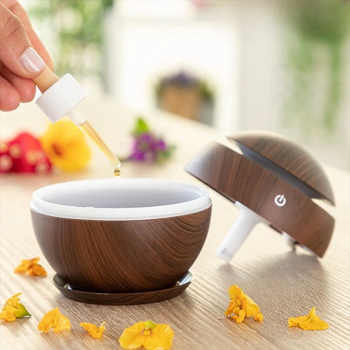 Difuzor Aromaterapie Ultrasonic Maro Închis, Capacitate 200 ml, Atomizare 30 ml/h, Putere 2W, Dimensiuni 10x10x10 cm, LED și Buton On/Off Tactil, Alimentare 5V/500mA, Cablu USB Inclus [2]