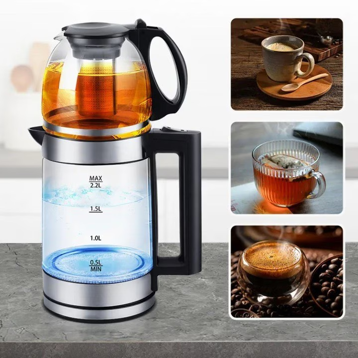 Fierbător electric 2.2L, 2000W, alimentare 220V, control mecanic, design compact și portabil 19×19×24 cm, stil modern, pentru casă sau birou [3]