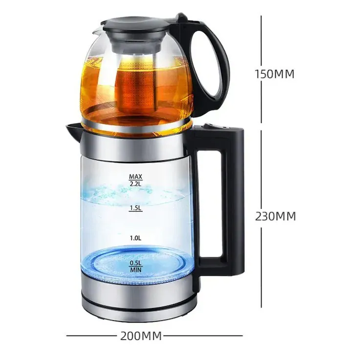 Fierbător electric 2.2L, 2000W, alimentare 220V, control mecanic, design compact și portabil 19×19×24 cm, stil modern, pentru casă sau birou [2]