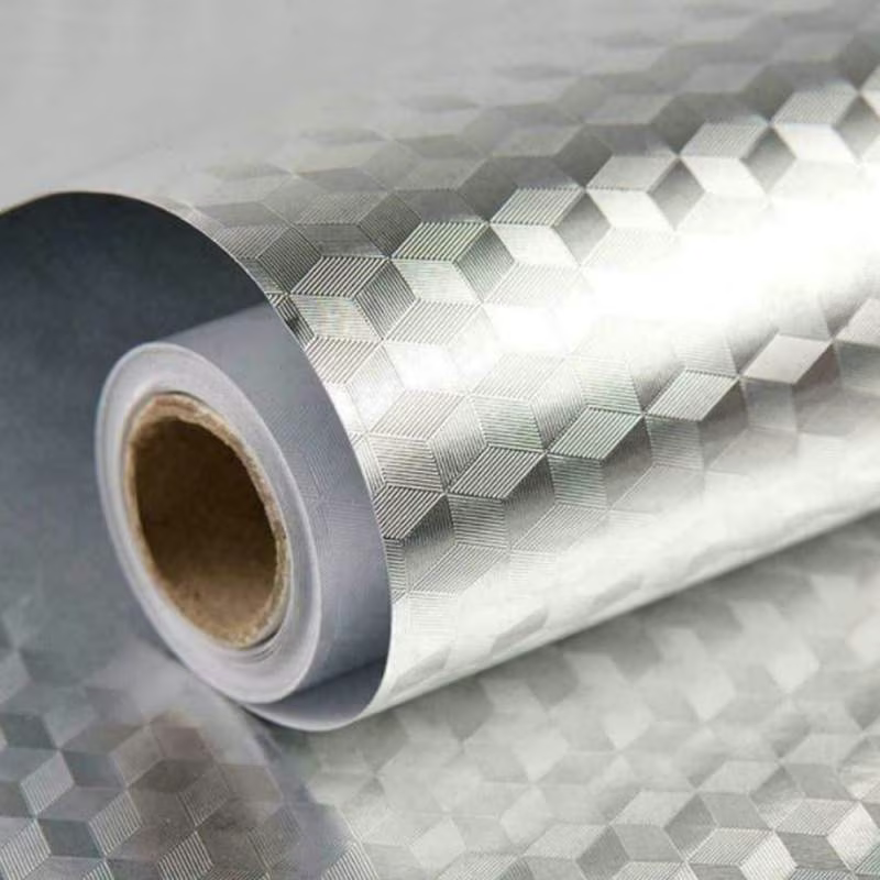 Folie autoadezivă bucătărie tip aluminiu 60×300 cm, rezistentă la temperaturi ridicate, protecție anti-ulei și murdărie, ușor de curățat, argintiu [4]