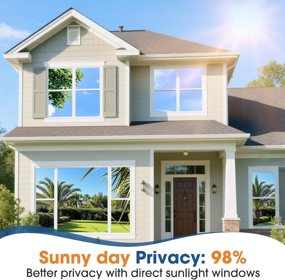 Folie solară tip oglindă 0.6×3 m, autoadezivă, protecție UV și împotriva căldurii, aplicare ușoară cu kit, gri [5]