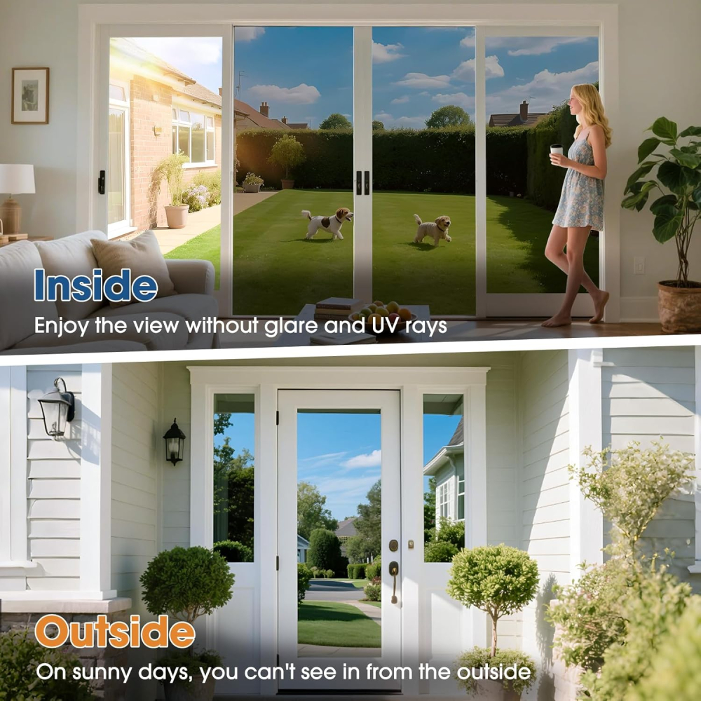 Folie solară tip oglindă 0.6×3 m, autoadezivă, protecție UV și împotriva căldurii, aplicare ușoară cu kit, gri [4]