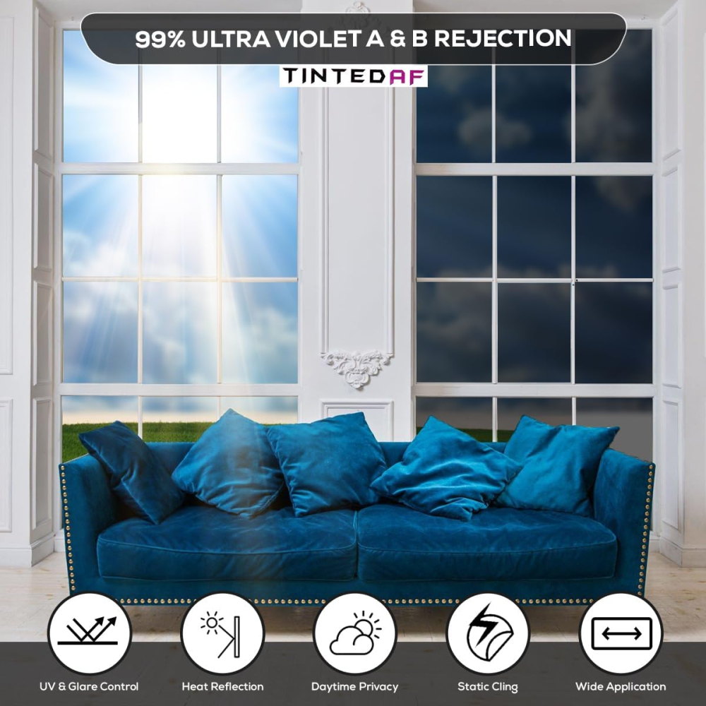 Folie solară tip oglindă 0.6×3 m, autoadezivă, protecție UV și împotriva căldurii, aplicare ușoară cu kit, negru [4]