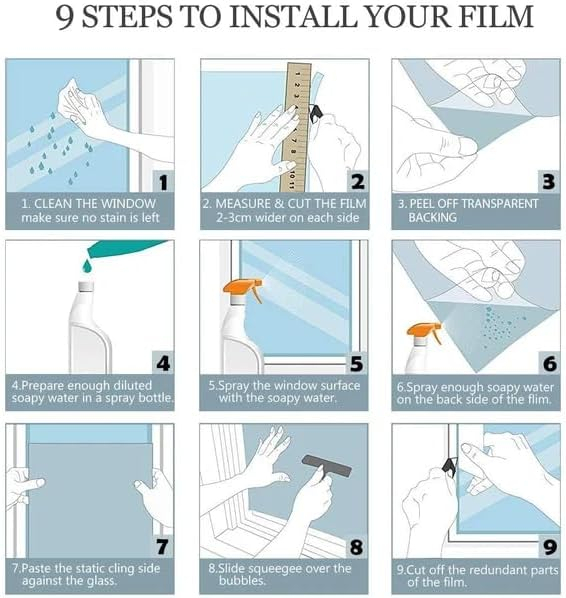 Folie solară tip oglindă 0.6×3 m, autoadezivă, protecție UV și împotriva căldurii, aplicare ușoară cu kit, negru [6]