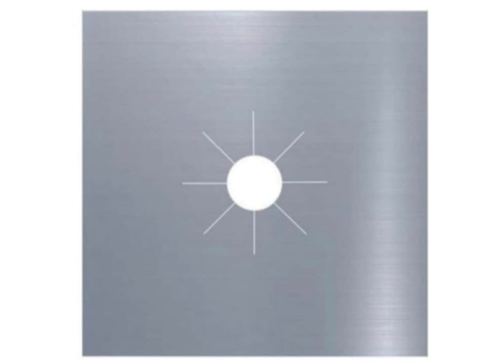 Set 4 Folii Teflon Reutilizabilă 27x27 cm pentru Aragaz sau Plită, Rezistentă Termic -60°C până la 260°C, Argintiu, Grosime 0.3 mm [5]