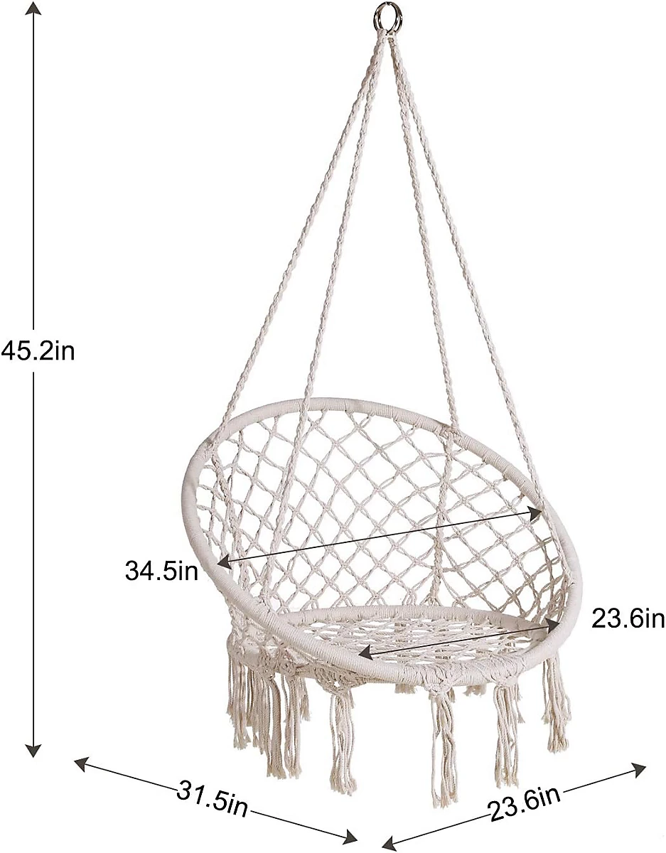 Hamac tip scaun suspendat din macrame, balansoar, confortabil și durabil, potrivit pentru interior și exterior, grădină sau terasă [2]