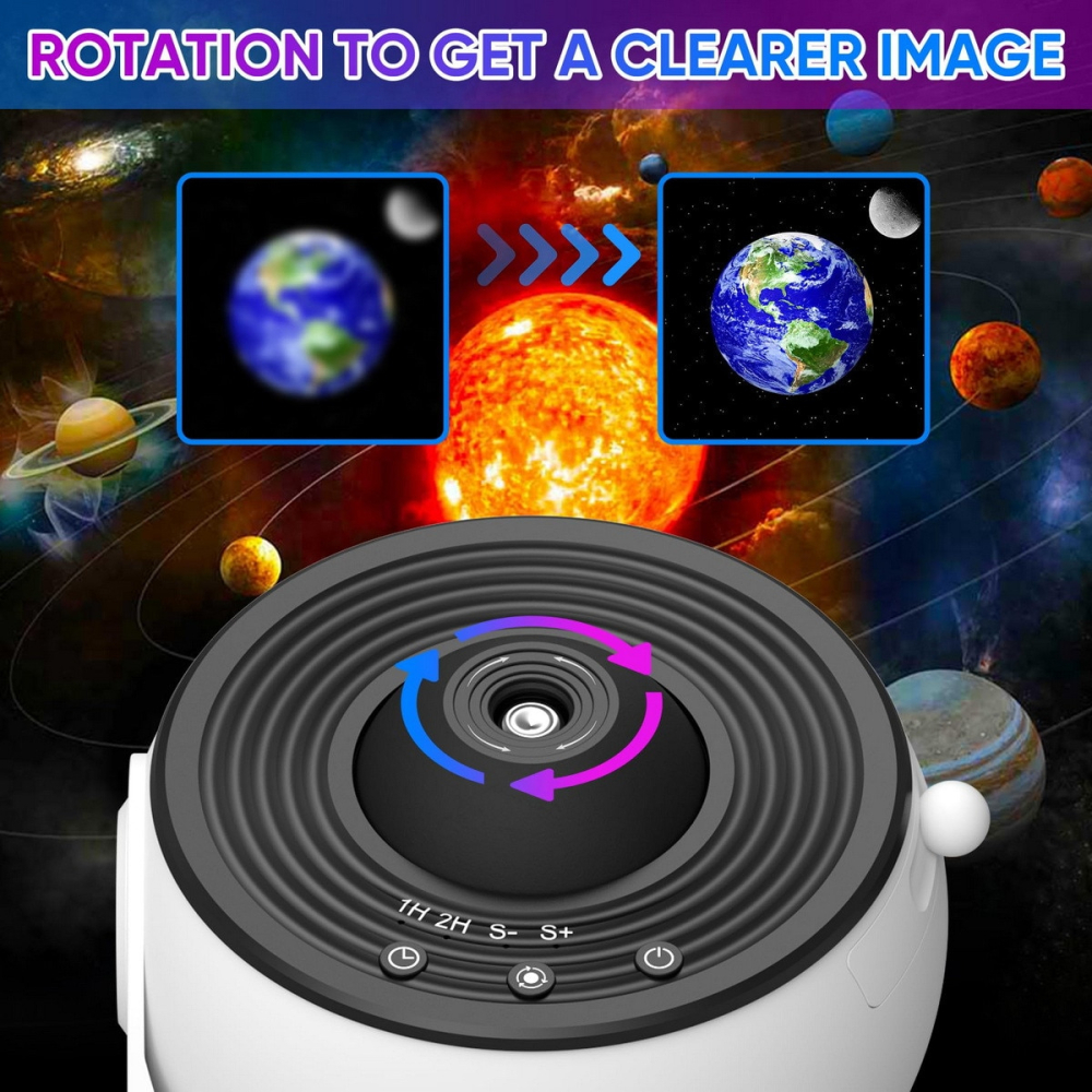 Lampă de Veghe Proiector Galaxy 13 în 1, Proiecție Cer Înstelat HD, Rotire 360°, Alimentare USB, 10 W, Design Glob, Alb-Negru, pentru Dormitor [7]