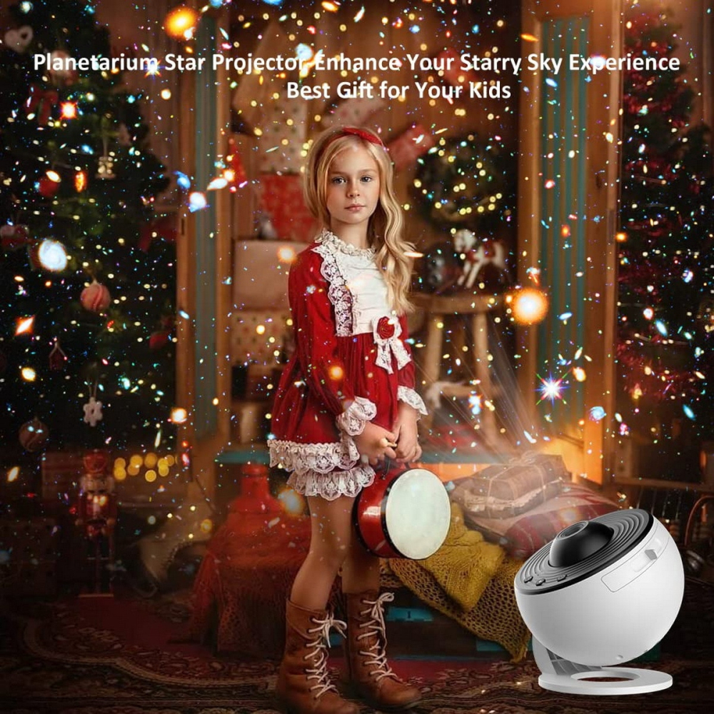 Lampă de Veghe Proiector Galaxy 13 în 1, Proiecție Cer Înstelat HD, Rotire 360°, Alimentare USB, 10 W, Design Glob, Alb-Negru, pentru Dormitor [14]