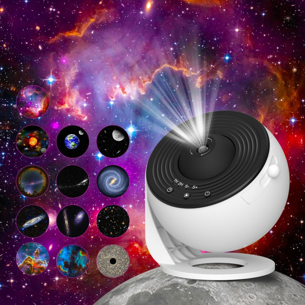 Lampă de Veghe Proiector Galaxy 13 în 1, Proiecție Cer Înstelat HD, Rotire 360°, Alimentare USB, 10 W, Design Glob, Alb-Negru, pentru Dormitor [8]