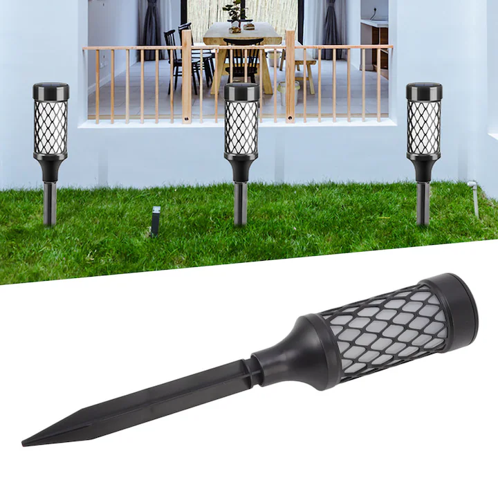 Lampă solară de grădină LED 37 cm, lumină caldă, rezistentă la apă IP65, încărcare automată, ideală pentru gazon și exterior [6]