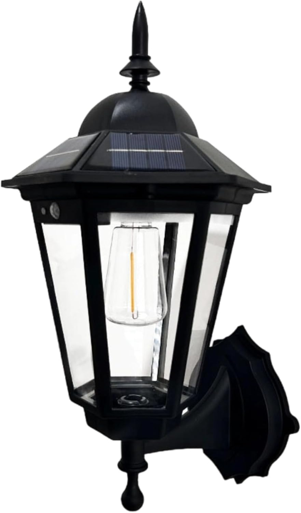 Lampă Solară LED de Perete pentru Exterior, Stil Chinezesc Modern, Aluminiu Turnat, Filament LED, Senzor Crepuscular, Lumină Alb Cald, Rezistentă la Apă și Coroziune, Dimensiuni 21 × 36 cm [2]