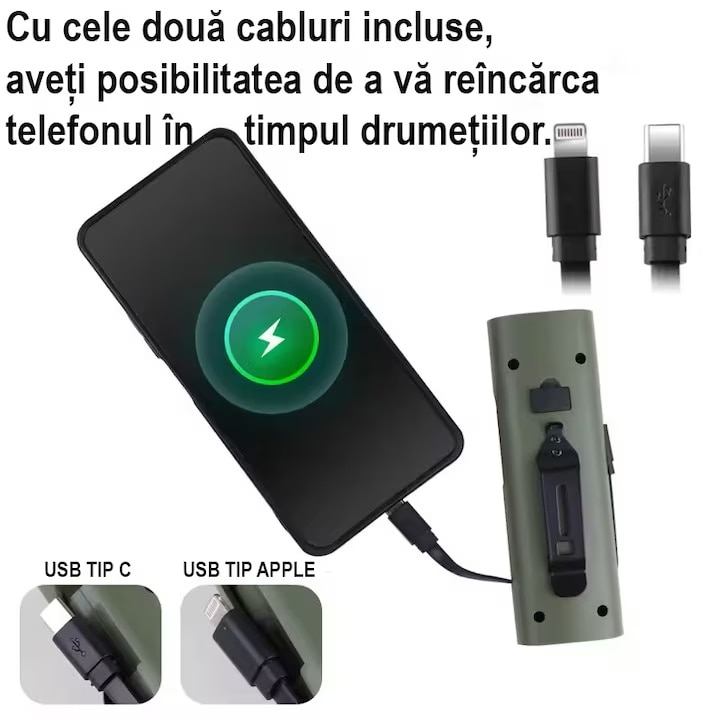 Lanternă LED Reîncărcabilă USB, 6 Moduri de Iluminare, Baterie 4000 mAh, Funcție Power Bank, Bază Magnetică, Portabilă pentru Camping, Casă și Atelier [7]
