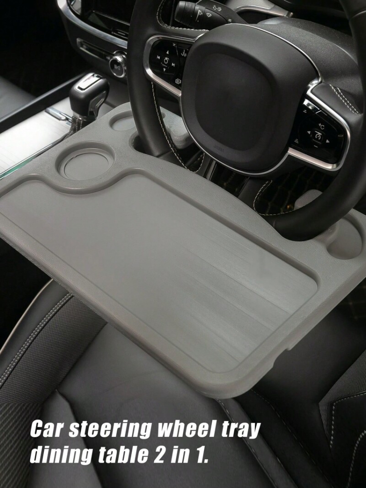 Masă auto portabilă 42×28 cm, suport pentru băuturi și alimente, multifuncțională, design compact, perfectă pentru drumuri [3]