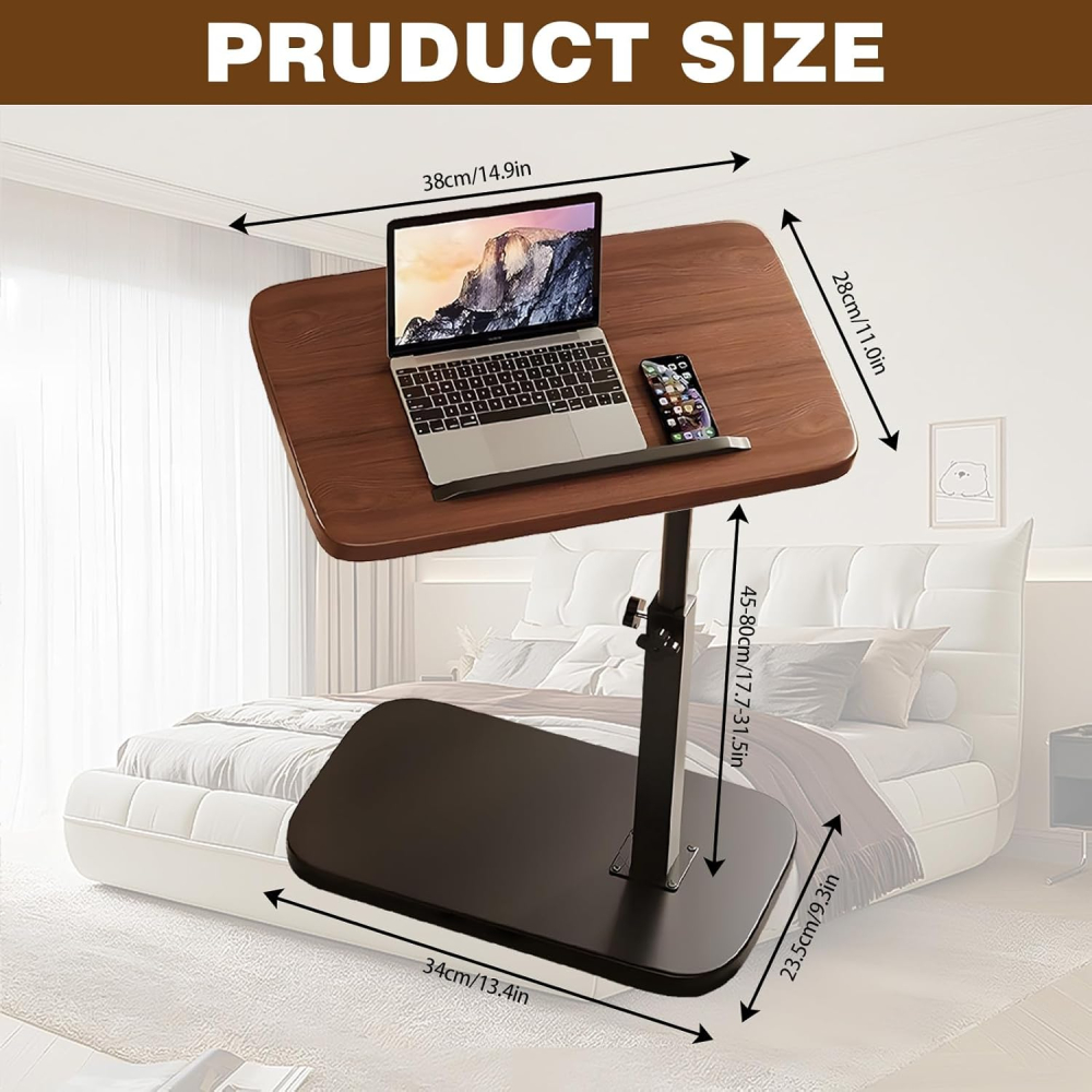 Masă tip C pentru laptop, reglabilă 45-80 cm, rotire 360°, blat pliabil 28×38 cm, structură metalică, potrivită pentru canapea și spații compacte [2]