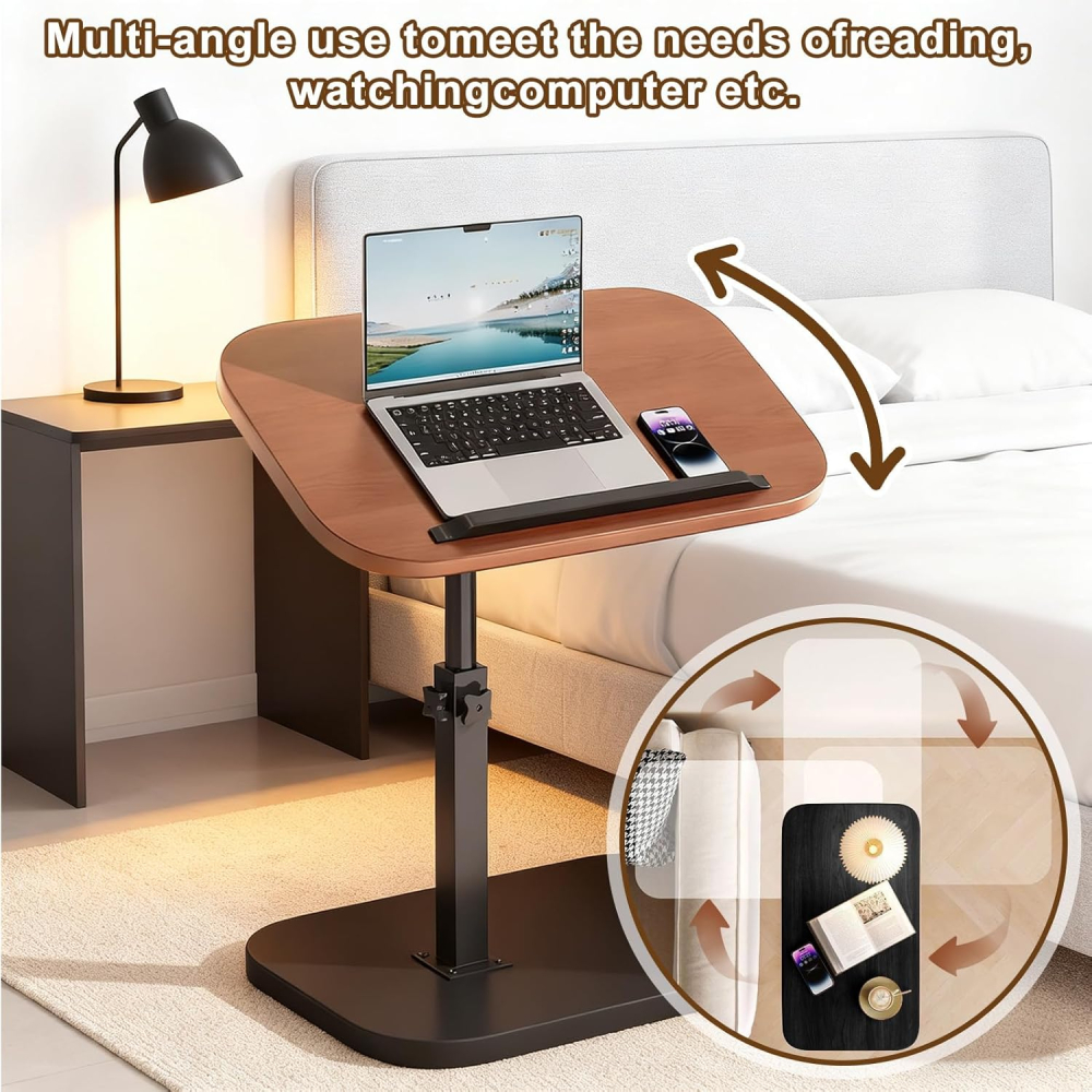 Masă tip C pentru laptop, reglabilă 45-80 cm, rotire 360°, blat pliabil 28×38 cm, structură metalică, potrivită pentru canapea și spații compacte [6]