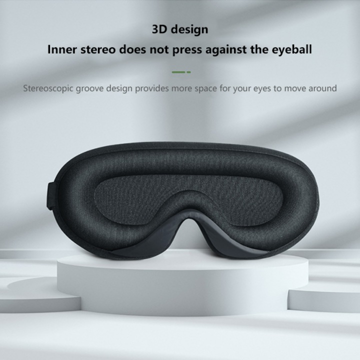 Mască de dormit ergonomică, material fin și confortabil, blocare lumină, pentru somn profund și relaxare, culoare negru [5]