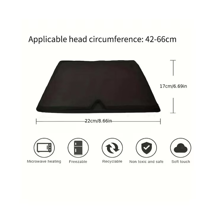 Mască gel pentru migrene, compresă caldă și rece, efect relaxant pentru dureri de cap, mărime universală, design confortabil, negru [3]