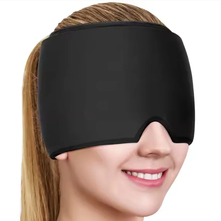 Mască gel pentru migrene, compresă caldă și rece, efect relaxant pentru dureri de cap, mărime universală, design confortabil, negru [2]