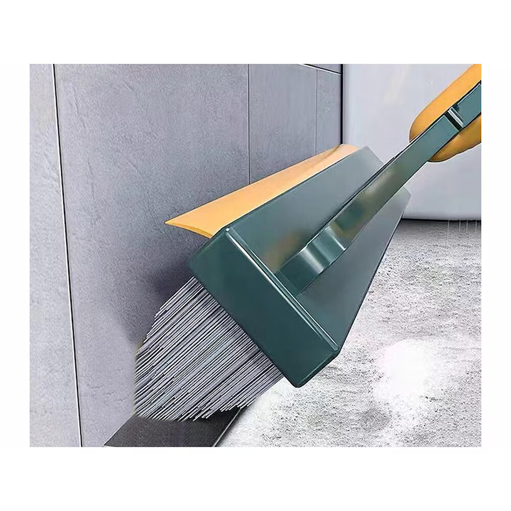 Mătură 2 în 1, cap detașabil rotativ, perie cu peri rezistenți din polipropilenă și racletă integrată, design pliabil [2]