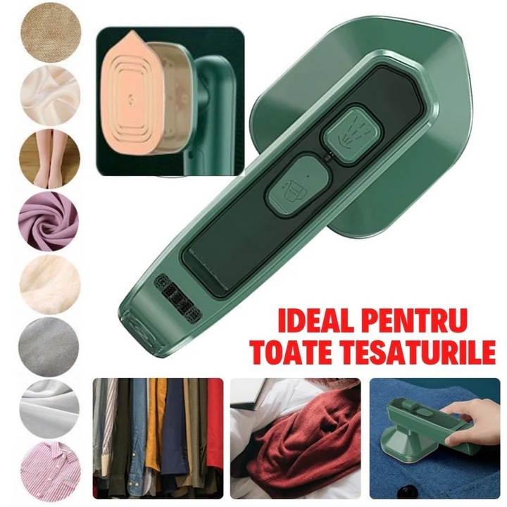 Mini Fier de Călcat Ultra-Portabil 2-în-1, 30W, Alimentare 220V, Funcție Călcare Uscată și Umedă, Talpă Compactă cu Încălzire Rapidă, Design Ergonomic pentru Călătorii, Business și Uz Casnic, Dimensiu [8]