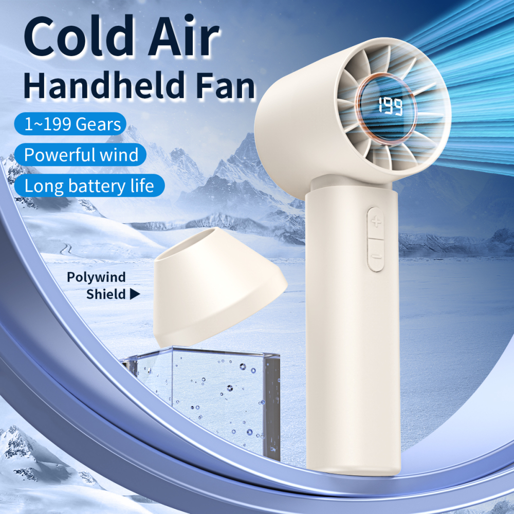 Mini ventilator portabil cu baterie 1200 mAh, display LCD, reglare viteză, flux de aer direcționat, design compact [3]