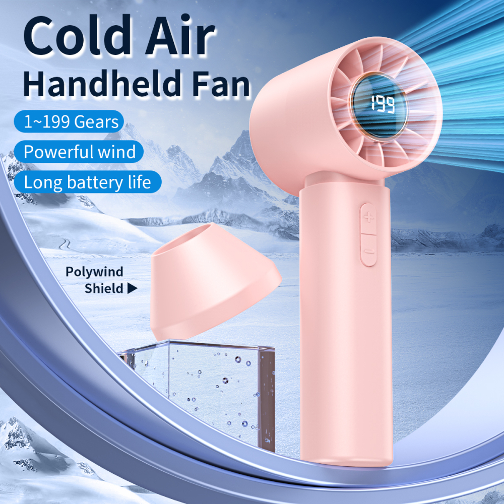 Mini ventilator portabil cu baterie 1200 mAh, display LCD, reglare viteză, flux de aer direcționat, design compact [5]