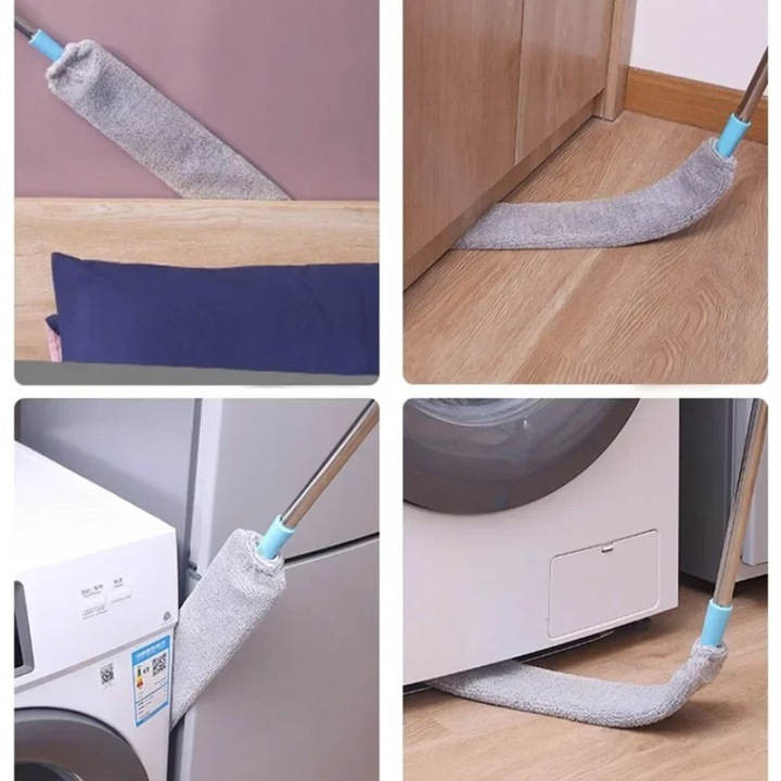 Mop flexibil multifuncțional, lavetă microfibră 40 x 8,5 cm, mâner telescopic 106–150 cm, construcție metal și plastic [10]
