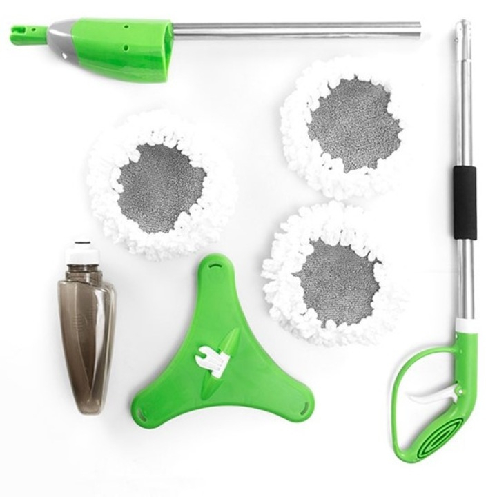 Mop triplu rotativ cu pulverizator, rezervor 600 ml, 3 capete rotative, construcție ABS/PP/oțel inoxidabil [5]