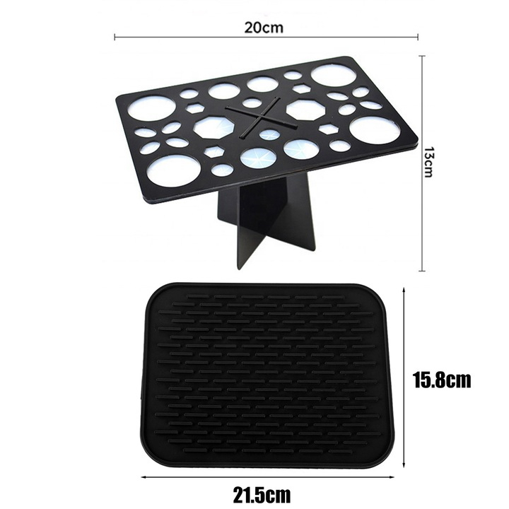 Organizator pensule machiaj cu 28 de sloturi, design pliabil rectangular, din plastic mat, compact și ușor de utilizat [7]