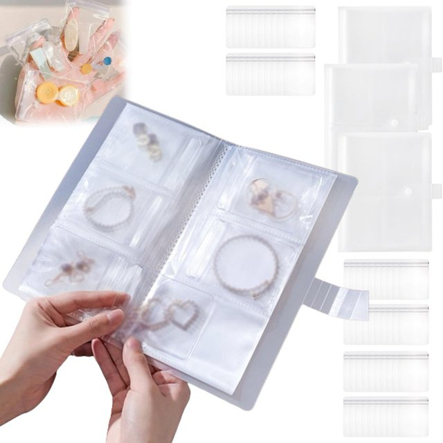 Organizator portabil bijuterii tip album, buzunare transparente anti-oxidare, pentru cercei, inele și coliere, ideal în călătorii [3]
