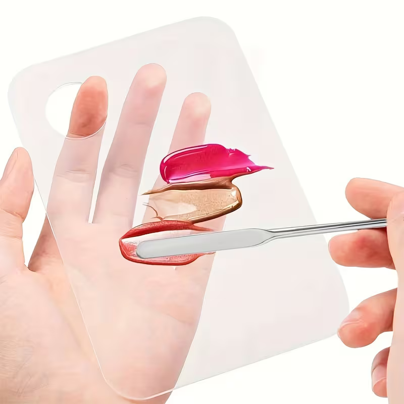 Paletă cosmetică acrilică 10×10×1 cm, ideală pentru amestecarea fondului de ten, fardurilor și cremelor, din ABS [5]