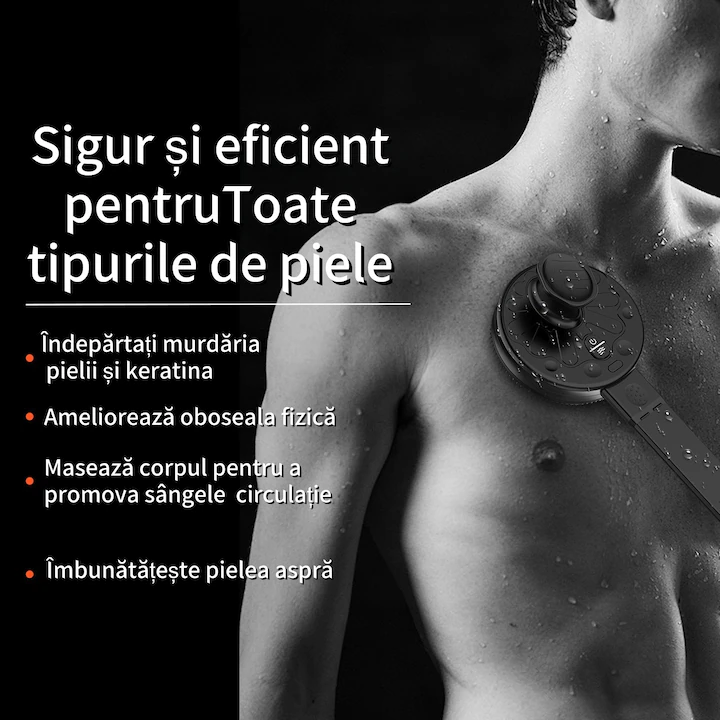 Perie de corp electrică pentru duș, 2 în 1, rezistentă la apă, curățare și masaj, mâner detașabil 16.9 inch, 2 viteze și 4 moduri vibrație, USB [13]