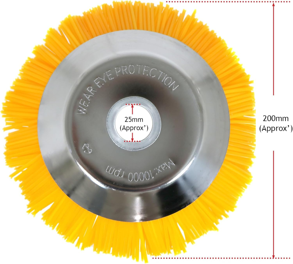Perie nylon rotativă, pentru curățare suprafețe, 200 mm, rezistentă la temperaturi și substanțe chimice, max. 10.000 RPM [2]