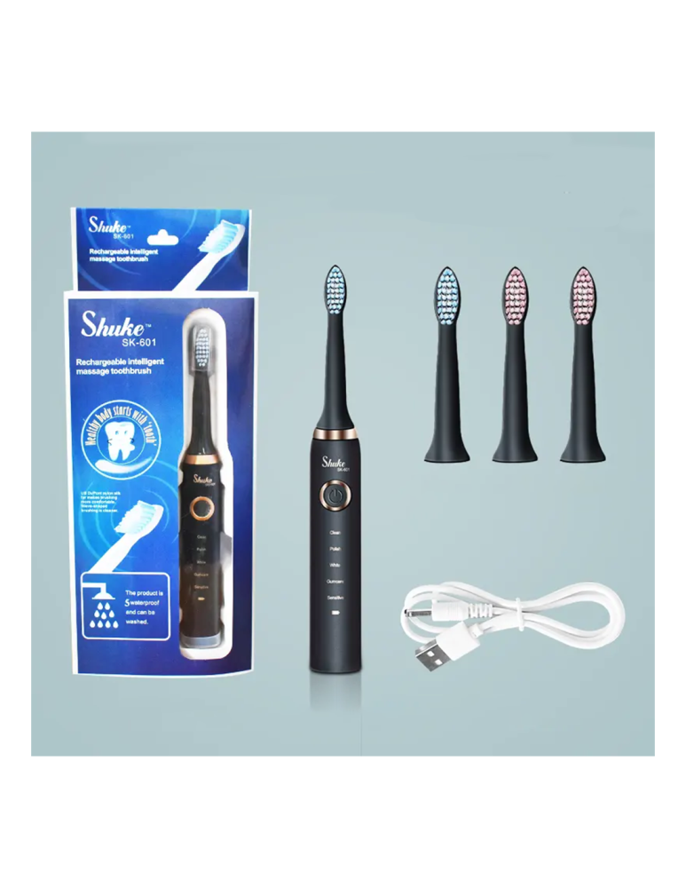 Periuță de Dinți Electrică, 5 Programe de Spălare, 26.000 Mișcări/Min, 4 Capete de Schimb Incluse, Lungime 20 cm, Design Modern Negru [3]