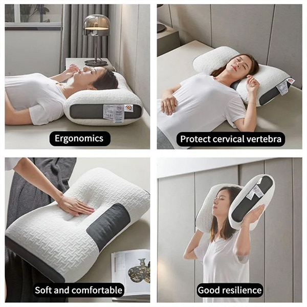 Pernă Ortopedică Cervicală Ajustabilă - 3 Zone de Confort, Fibre Respirabile, Husă cu Fermoar, Lavabilă, pentru Dormit pe Spate, Lateral sau Stomac, 65 x 40 cm [2]